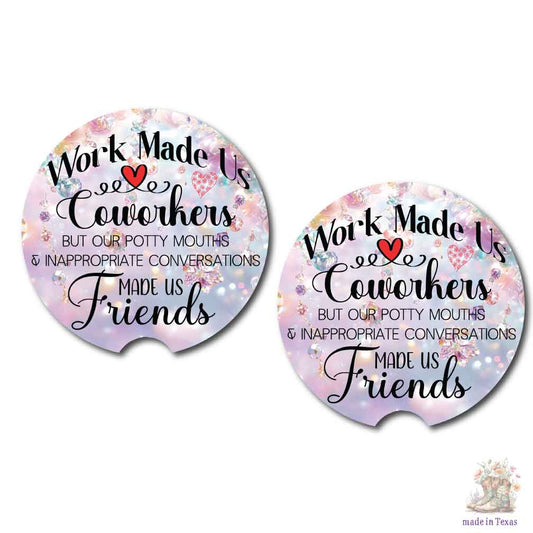 CoWorkers Glitter Cup Car Coasters | Set of Two