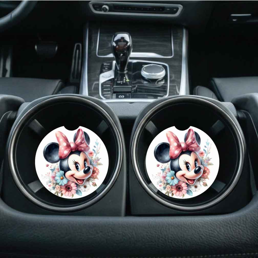Floral Minnie Car Coasters | Set of Two #FM2