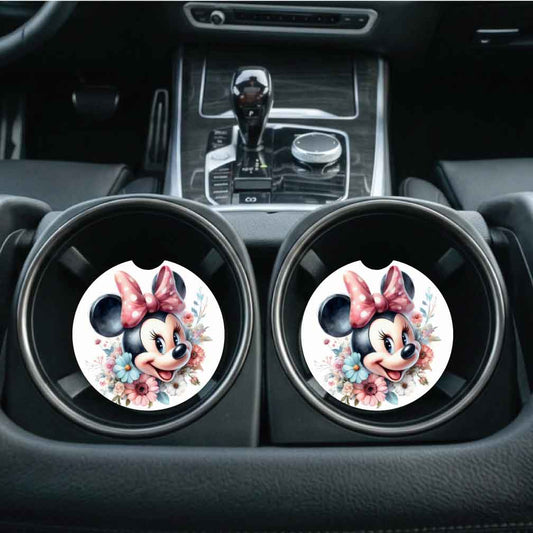 Floral Minnie Car Coasters | Set of Two #FM2
