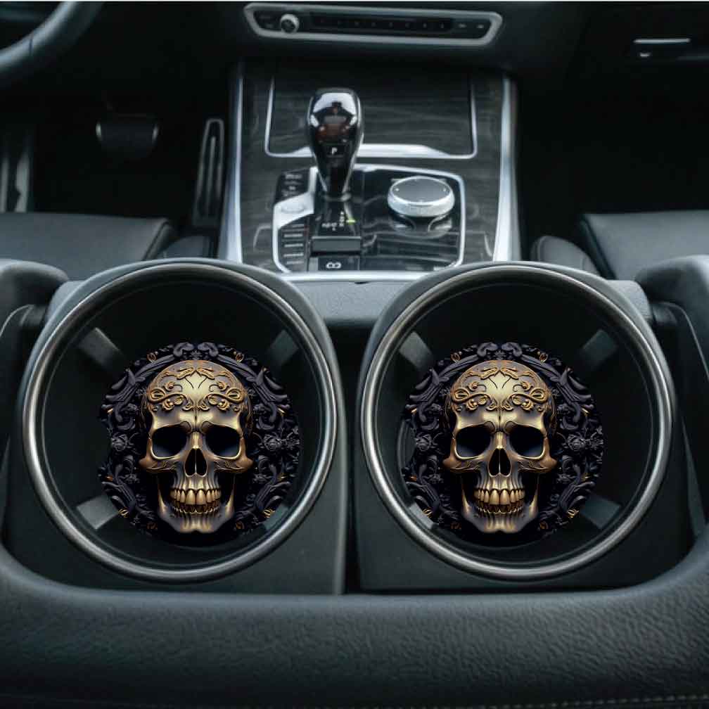 3D Look Skull Car Coasters | Set of Two | 6 Designs