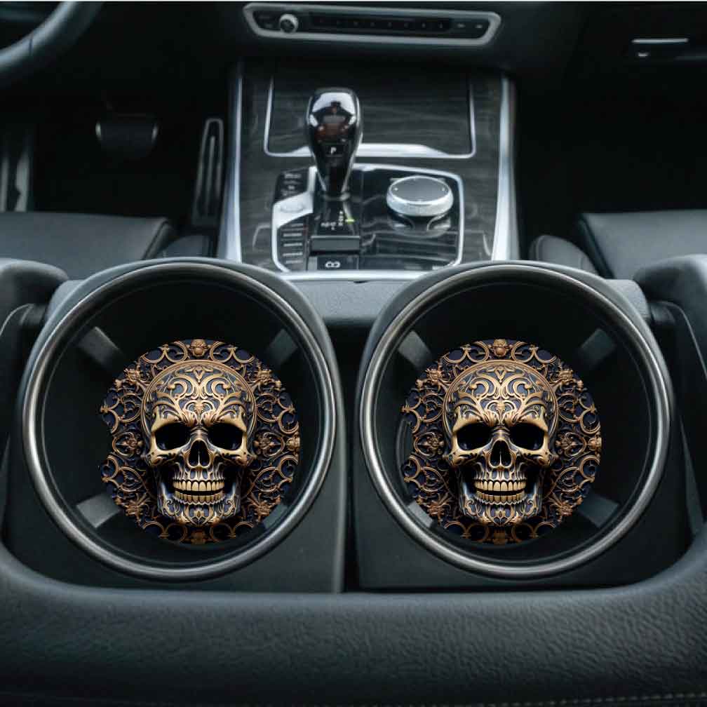 3D Look Skull Car Coasters | Set of Two | 6 Designs