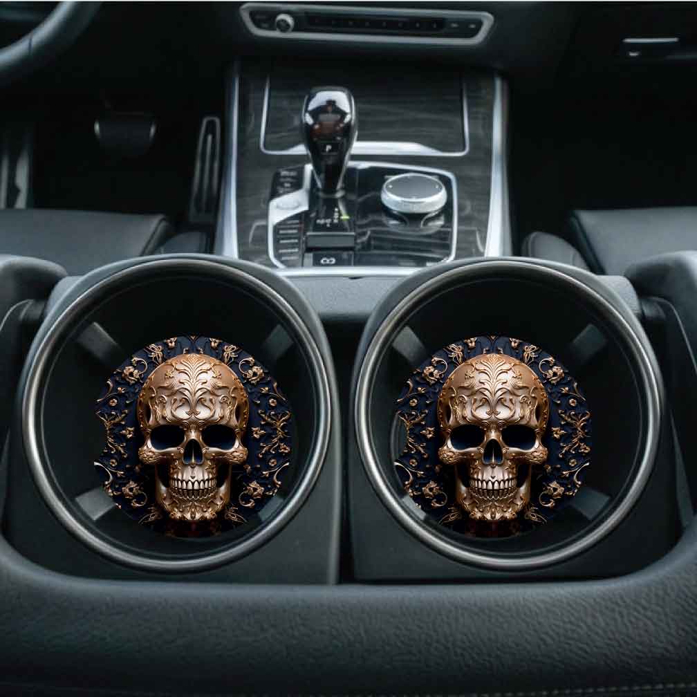3D Look Skull Car Coasters | Set of Two | 6 Designs