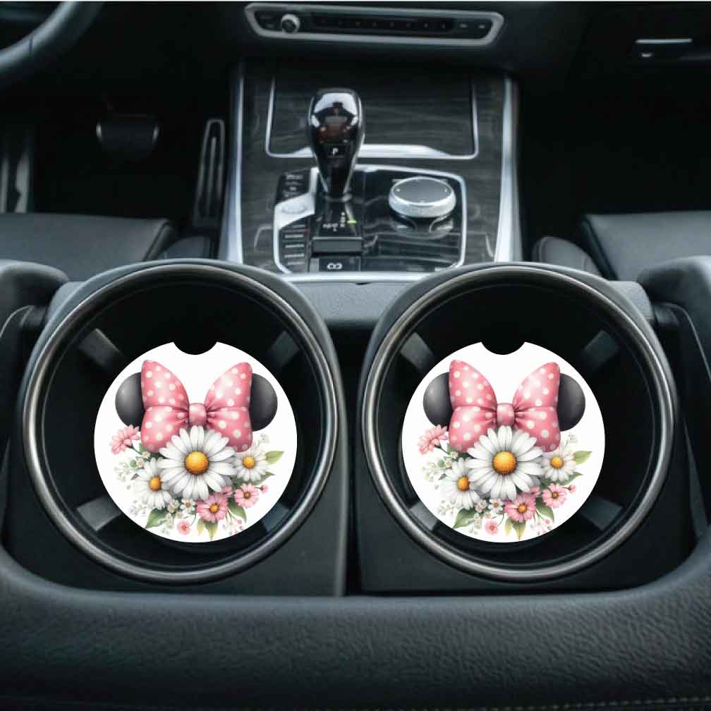 Floral Minnie Car Coasters | Set of Two #FM5