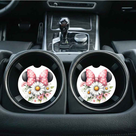 Floral Minnie Car Coasters | Set of Two #FM5