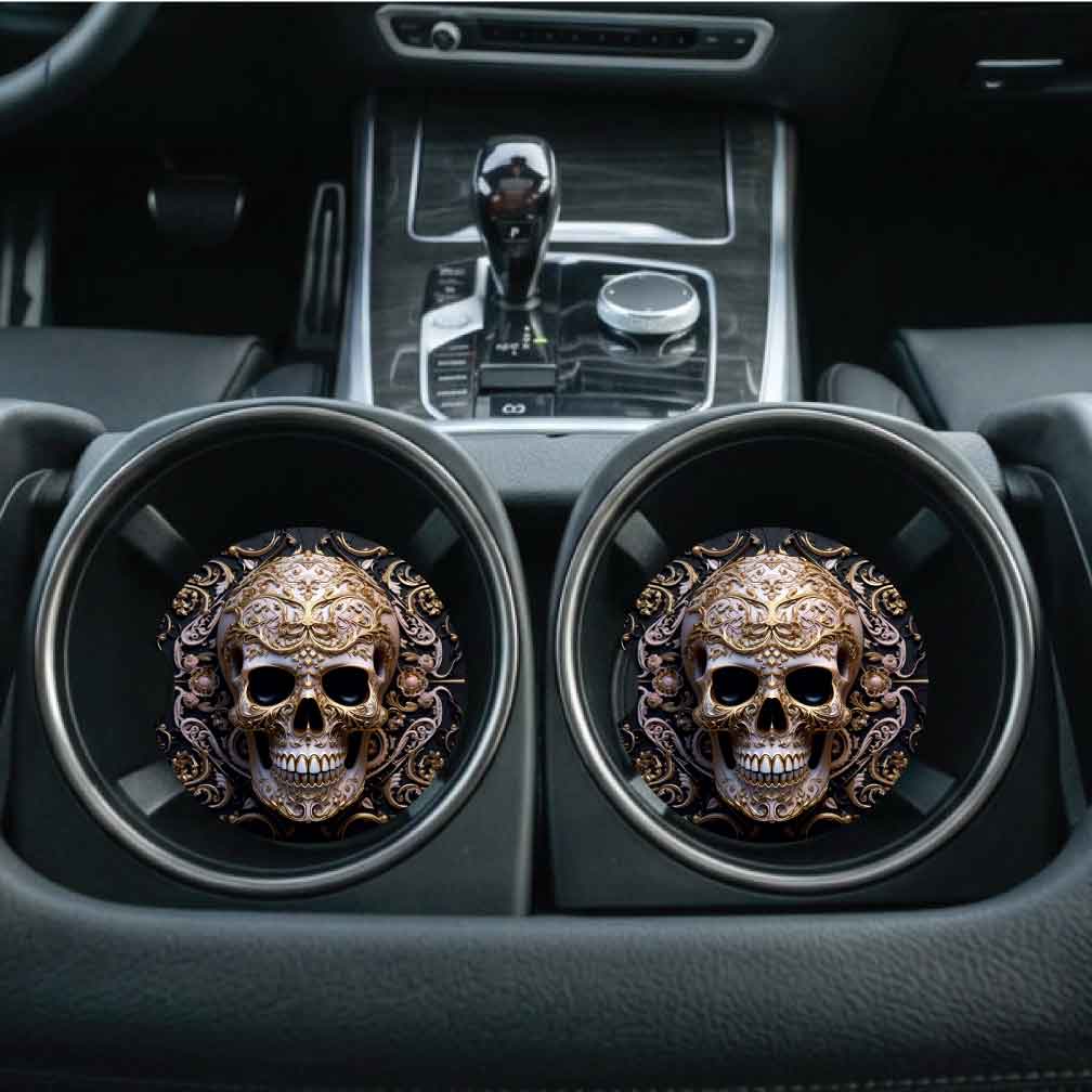 3D Look Skull Car Coasters | Set of Two | 6 Designs