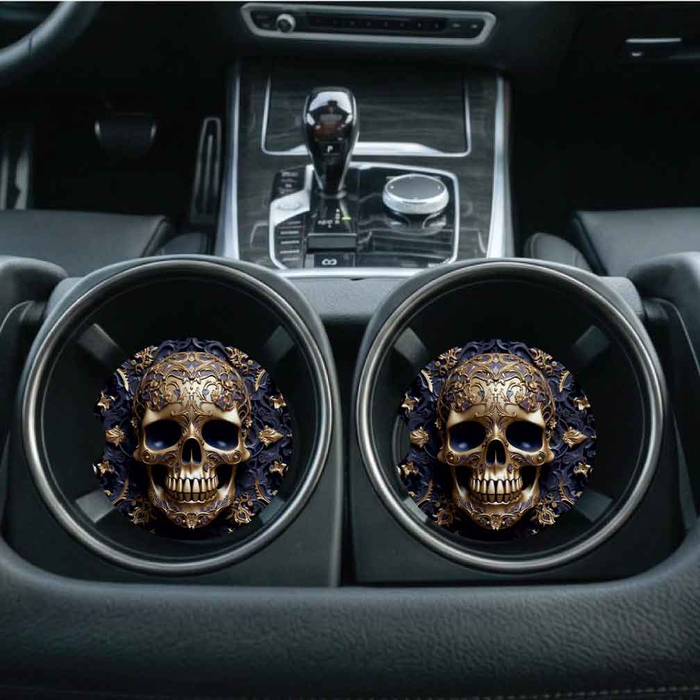 3D Look Skull Car Coasters | Set of Two | 6 Designs