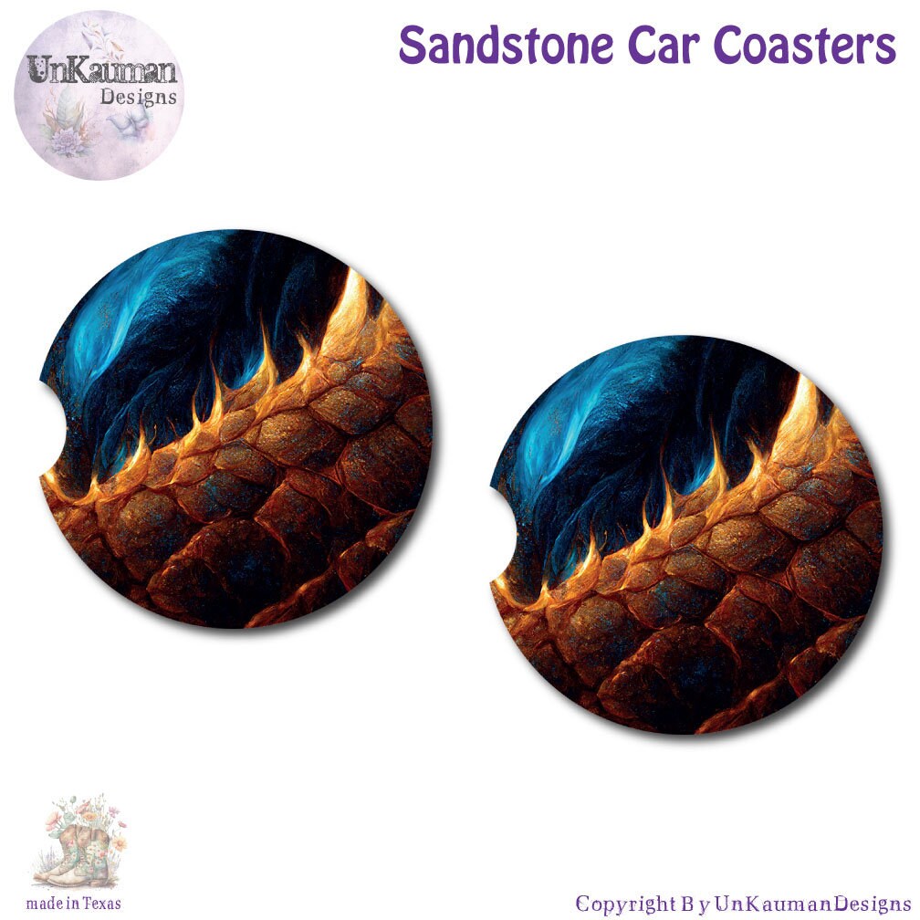Dragon Scales Car Coasters | Set of Two | 6 Designs