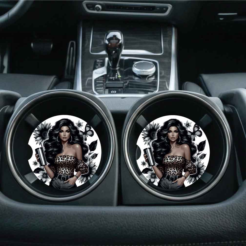 Bad Ass Woman Car Cup Coasters | Set of Two
