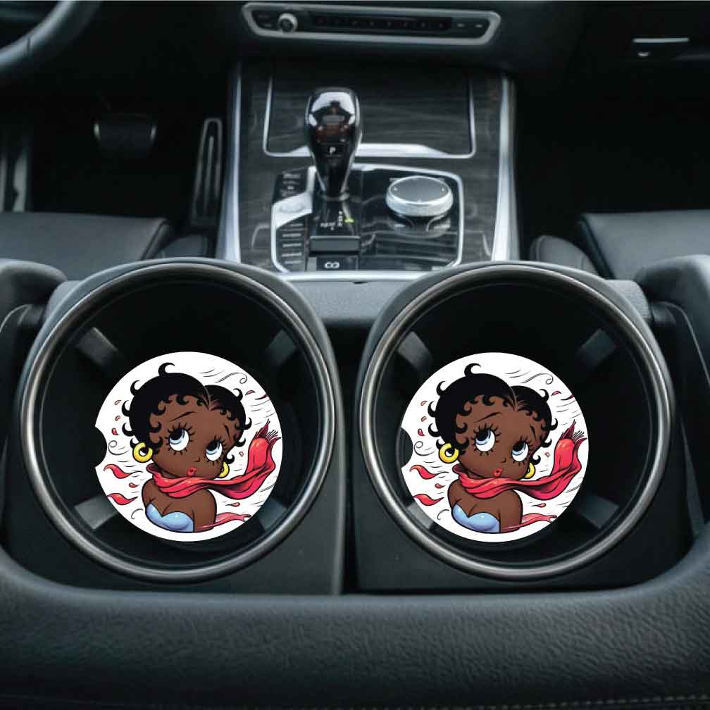 Wind Blown Betty Car Coasters | Set of Two