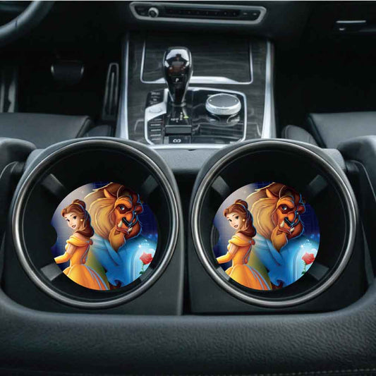 Beauty and the Beast Car Coasters/Optional Personalization | Set of Two