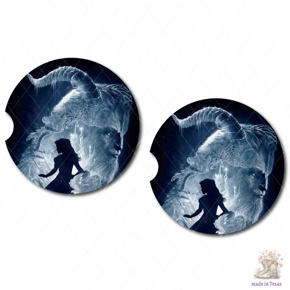 Beauty and The Glass Beast Car Coasters | Set of Two