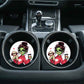 Green Girl with Coffee & Puppy Car Cup Coasters w/Optional Personalization | Set of Two
