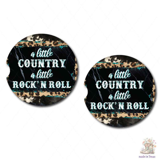 A little Country, A little Rock 'N Roll Car Coasters | Set of Two