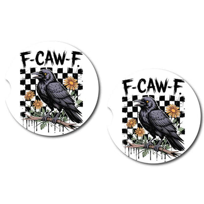 F CAW F Crow Car Coasters | Set of Two