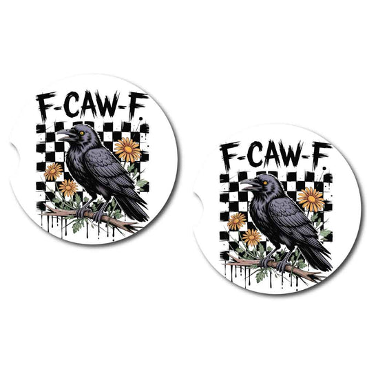 F CAW F Crow Car Coasters | Set of Two
