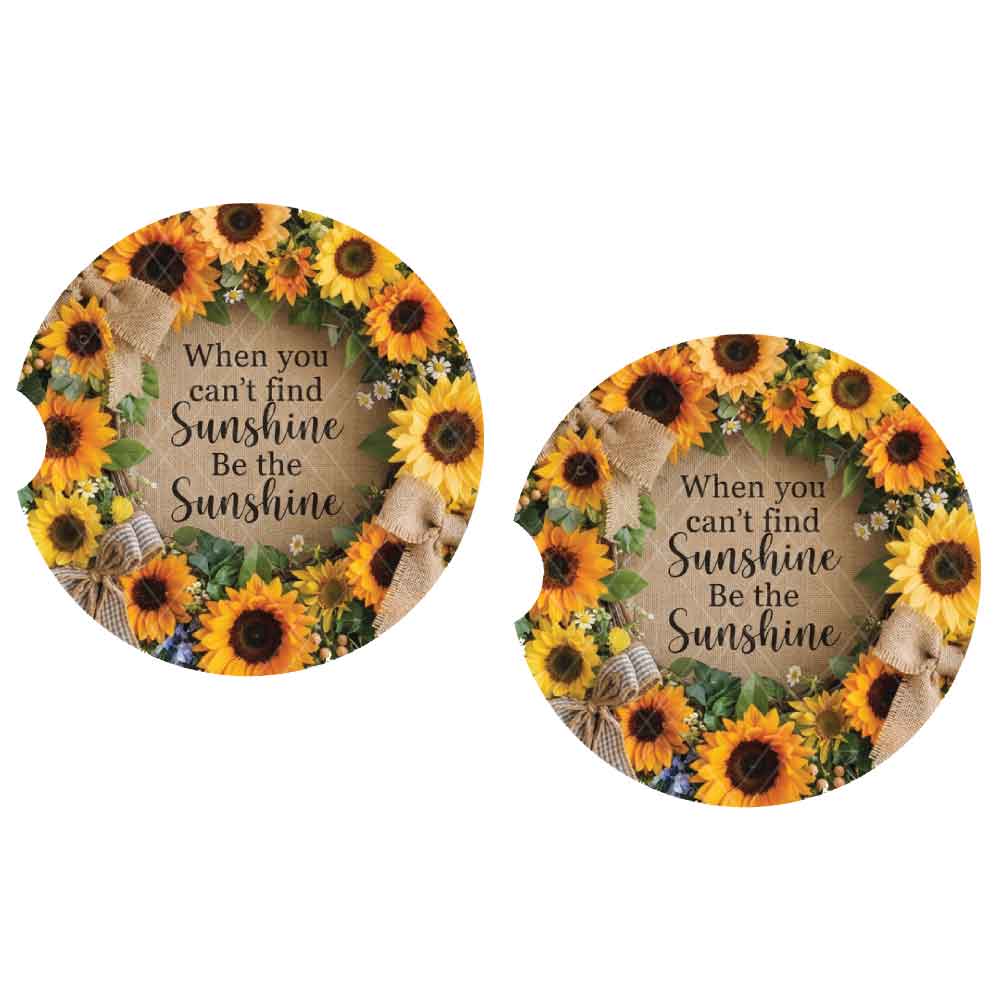 Sunflower Sunshine Car Coasters | Set of Two