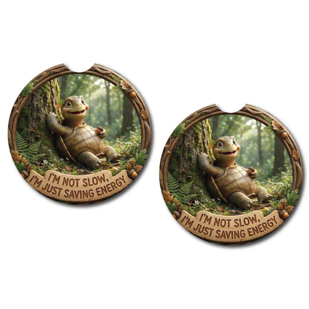Slow Turtle Car Coasters | Sandstone or Neoprene (Set of 2)