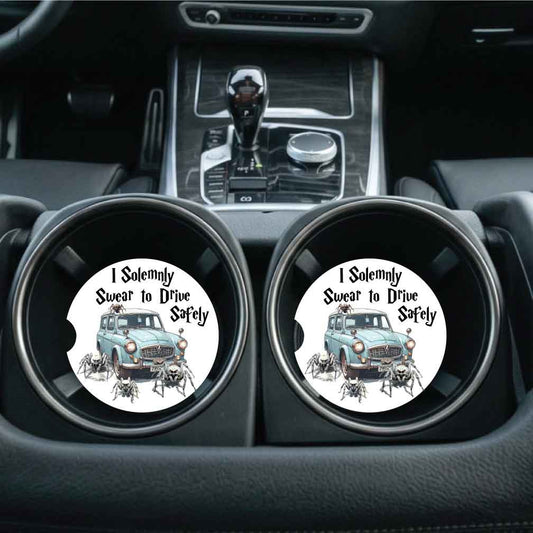 I solemnly swear to drive safely Car Coasters | Set of Two